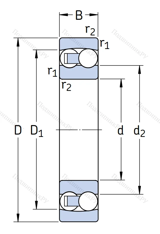 Двухрядный шариковый подшипник 2309 ETN 9
