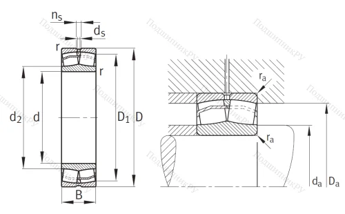 Сферический роликовый подшипник 22208 E 1 XL от производителя  FAG