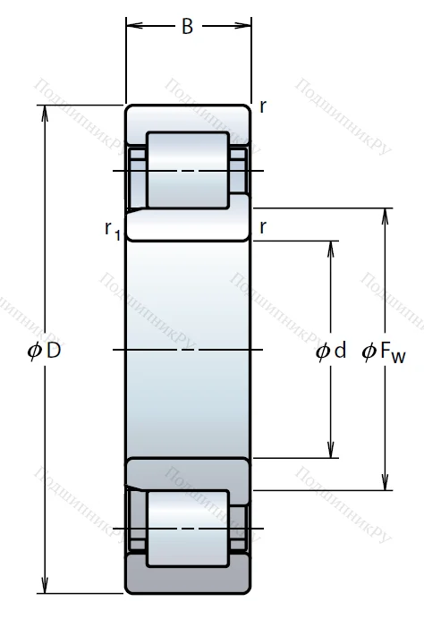 Роликовый цилиндрический подшипник NJ 307 EW