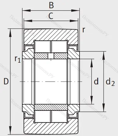Игольчатый подшипник NUTR 2052 A от производителя  INA