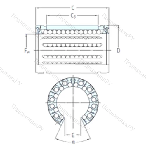 Подшипник шариковый линейный LBHT 40 A-2LS