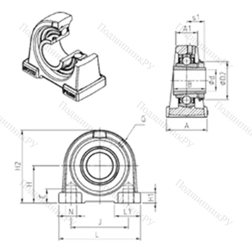 Подшипниковый узел шариковый радиальный UKPA 211H