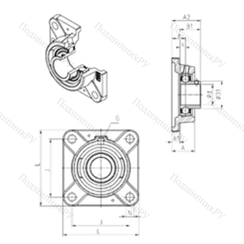 Подшипниковый узел шариковый радиальный USFE 206