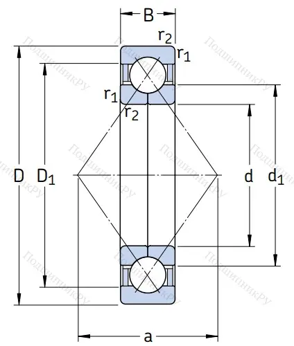 Радиально-упорный шариковый подшипник QJ 314 MA