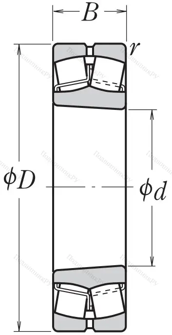 Сферический роликовый подшипник с конической посадкой на вал 22208 EAKE 4