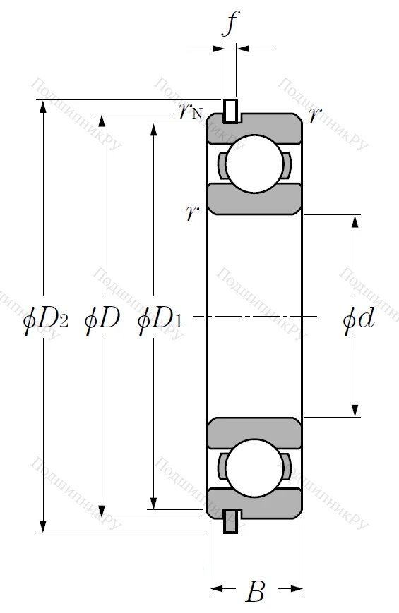 Однорядный шариковый подшипник 6210 NR