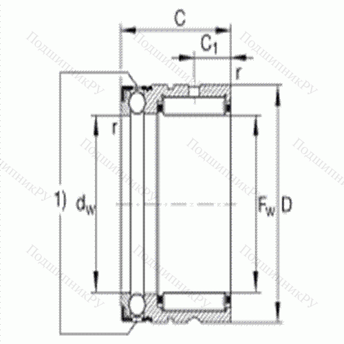Шарикоподшипник упорный комбинированный с игольчатыми роликами NX 20