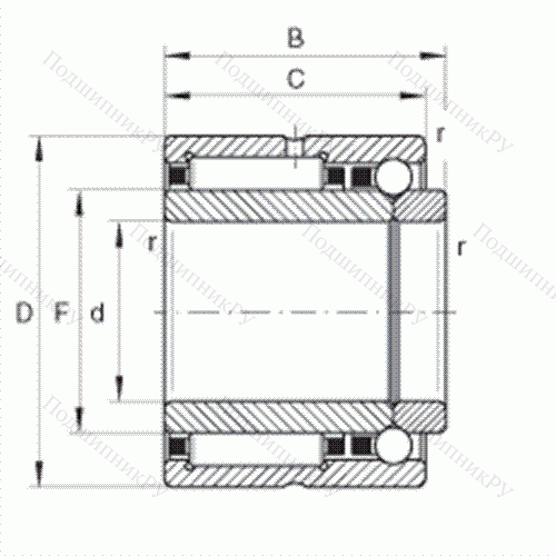 Шарикоподшипник радиально-упорный комбинированный с игольчатыми роликами NKIB 5909