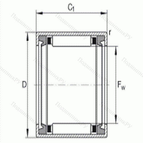 Подшипник роликовый игольчатый с одним наружным штампованным кольцом HK 3520-2RS